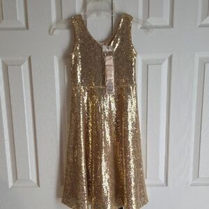 Gold Sequin Sleeveless Dress